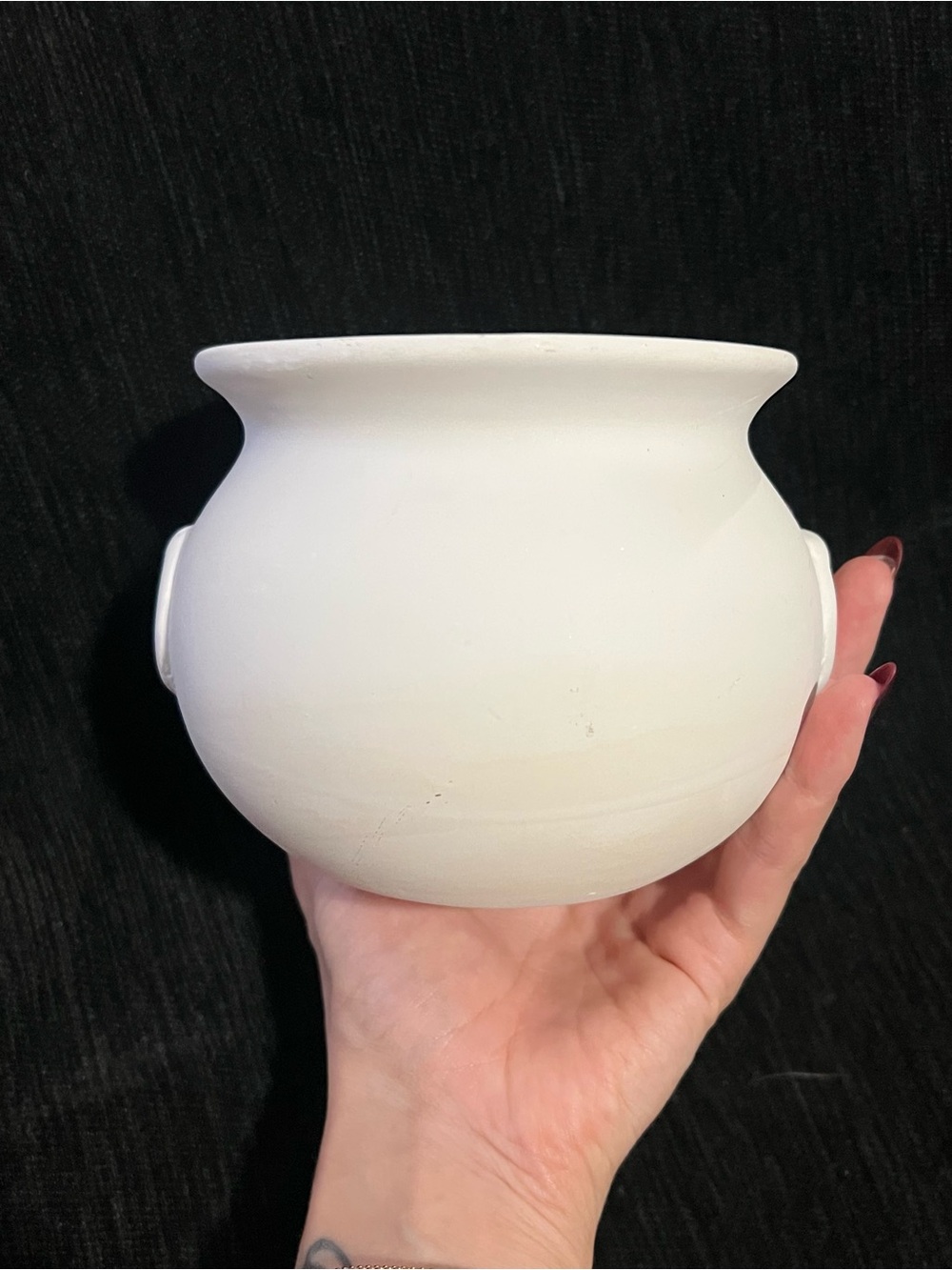 Unbranded Matte White Ceramic Cauldron Shaped Pot
